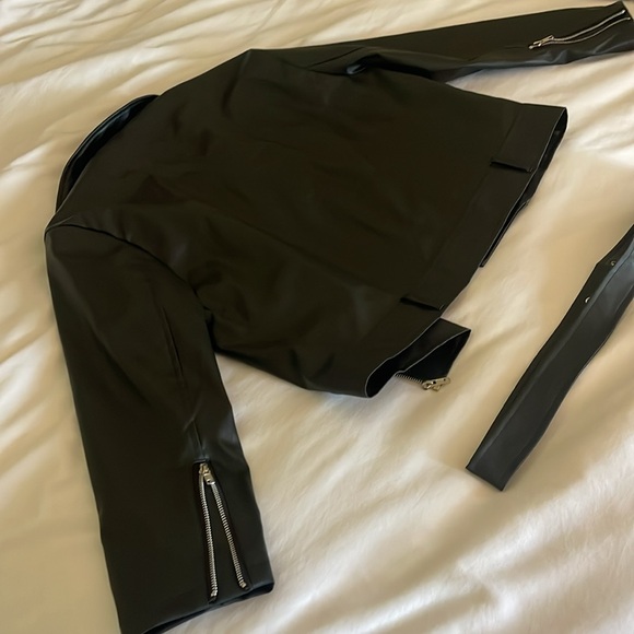 Rebellious Biker Style Faux Leather Metal Hardware Zip Pockets Relaxed Jacket - Picture 4 of 5